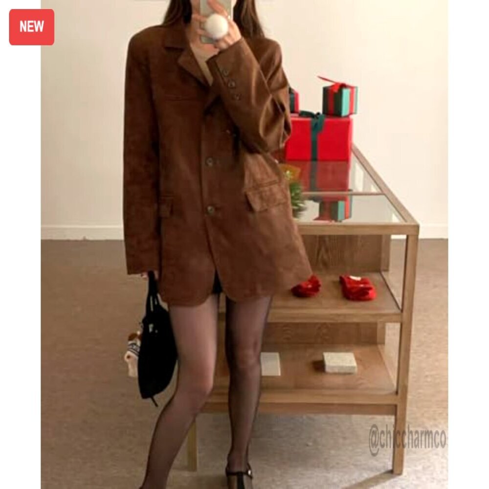 Faux Leather Jacket Oversized Y2K Outerwear Trendy Fall Winter Fashion Chic - Picture 3 of 6